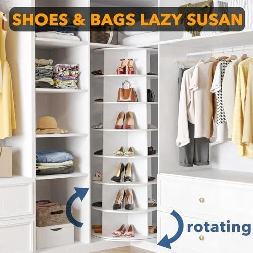 Zoom sur Tour à Chaussures Rotative SpaceAid: Rangement Pratique à 360°