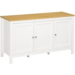 Buffet Meuble Rangement 3 Portes, Étagères Réglables, Bois Clair