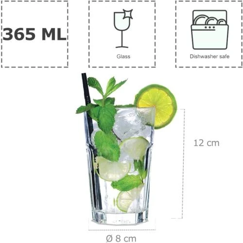 Détail de Pasabahce, Lot 6 verres eau soufflés, bord poli