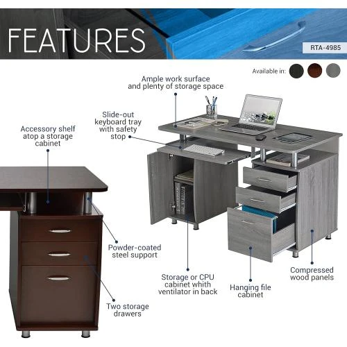 Zoom sur Station de travail Techni Mobili, bureau ordinateur expresso