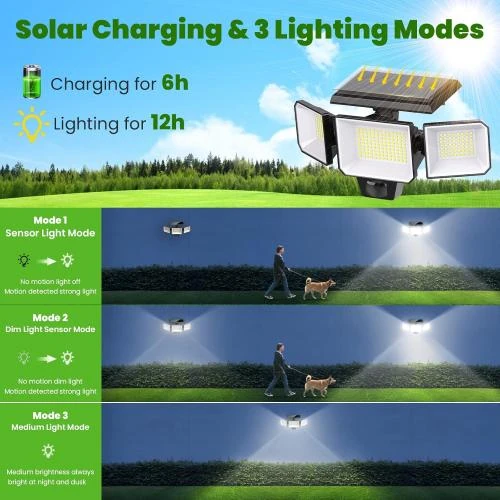 Détail de FOMYHEARD Lampe Solaire Extérieur, 229 LEDs, Détecteur Mouvement
