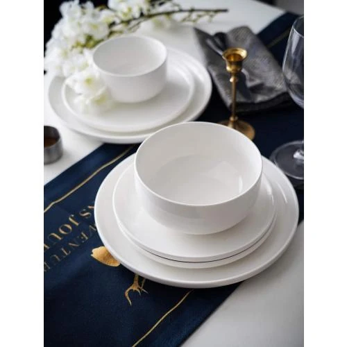 Zoom sur Kanwone Assiettes Dessert Porcelaine Blanc, Lot 6