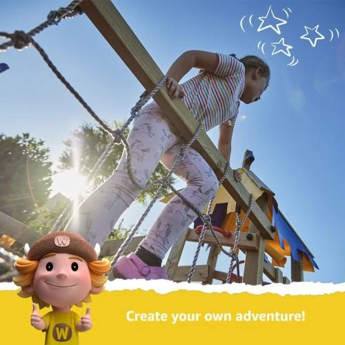 Zoom sur Balancoire JollyJack Fatmoose, double, toboggan vert pomme
