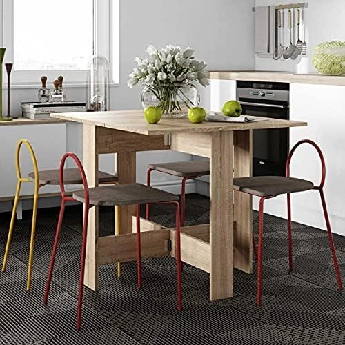 Zoom sur Table Pliante Symbiosis Papillon en Chêne Naturel - Design Compact