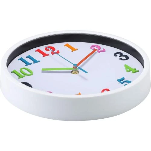 Zoom sur Horloge Murale Silencieuse Ronever, Chiffres 3D Multicolores