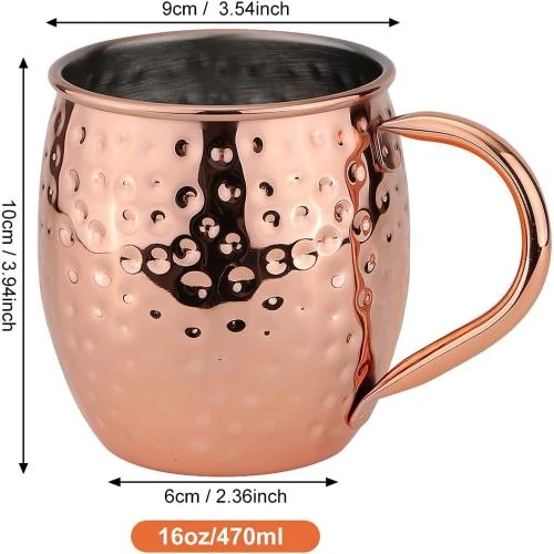 Zoom sur Eligara Tasses Cuivre Artisanales Cocktail Mule Moscou