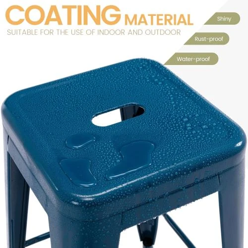 Zoom sur Tabourets de bar métal empilables Vogue Furniture Direct, bleu foncé