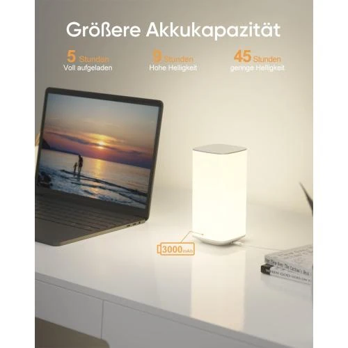 Zoom sur Lampe Chevet Tactile Enfant, 256 Couleurs, Rechargeable