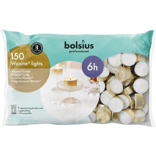 Détail de Bougies chauffe-plat Bolsius, 150 blanches, non parfumées
