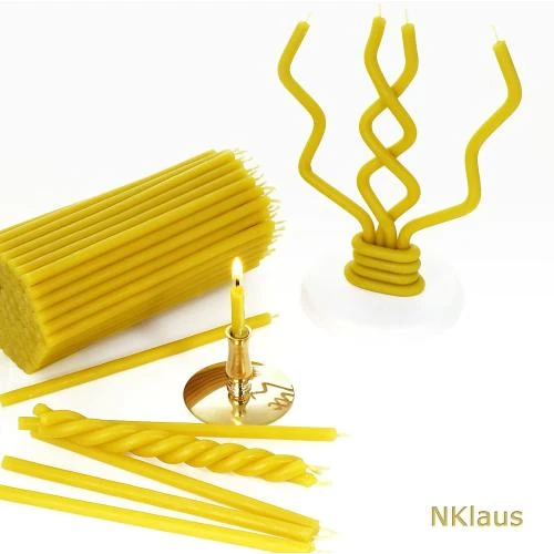 Zoom sur Bougies fines cire jaune, 100pcs, qualité église, rituelles