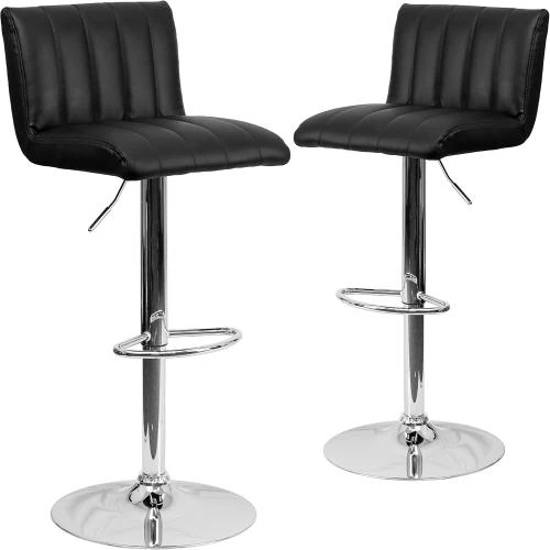 Tabourets de Bar Flash Furniture, Vinyle Noir, Lot de 2 - Vue principale