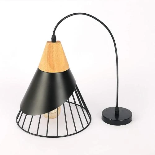 Détail de Suspension Luminaire Vintage en Bois et Métal pour Cuisine