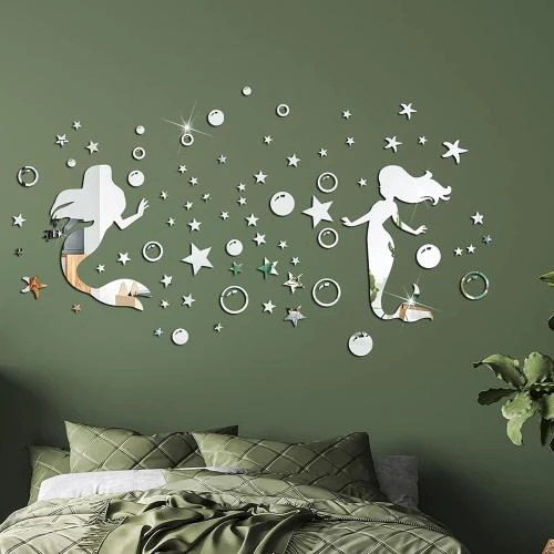 Sirène Acrylique 3D Miroir Autocollants Muraux Modernes - Vue principale
