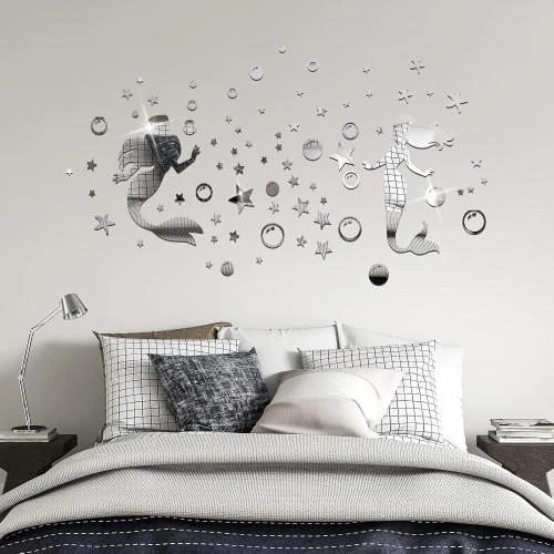 Zoom sur Sirène Acrylique 3D Miroir Autocollants Muraux Modernes
