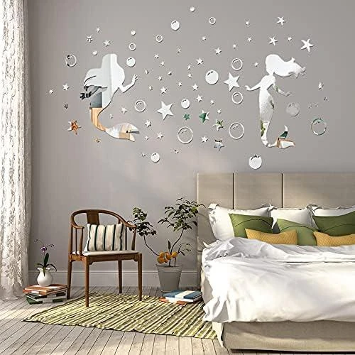 Détail de Sirène Acrylique 3D Miroir Autocollants Muraux Modernes