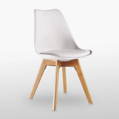 Chaise Salle à Manger Bois Blanc Design Élégant - Vue principale