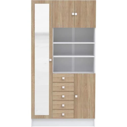 Zoom sur Armoire Symbiosis Temahome Blanc, Chêne Naturel