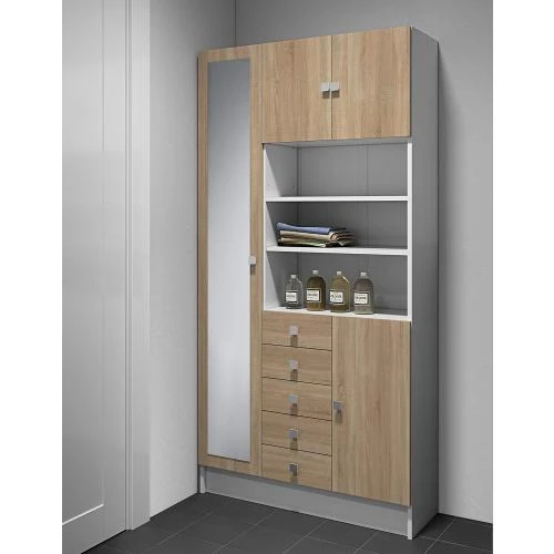 Armoire Symbiosis Temahome Blanc, Chêne Naturel - Vue principale