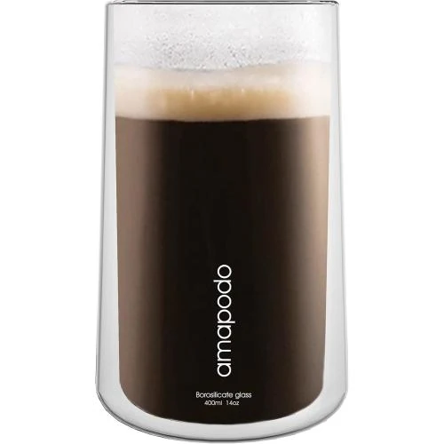 Zoom sur Verres double paroi amapodo, 2 pièces, café, latte, isothermes