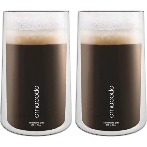 Verres double paroi amapodo, 2 pièces, café, latte, isothermes - Vue principale