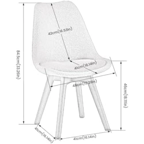 Zoom sur Chaises Salle à Manger Scandinaves Rétro Pieds Bois Massif Blanches