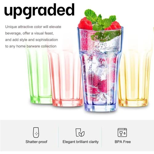 Détail de Gobelets en plastique enfants, verres colorés réutilisables 405ml