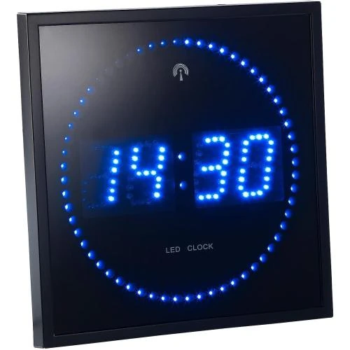 Horloge Digitale Murale Radiopilotée 170 LED Bleu - Vue principale