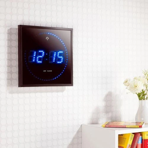 Détail de Horloge Digitale Murale Radiopilotée 170 LED Bleu
