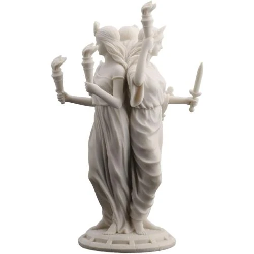 Zoom sur Statue Hecate Triple Déesse Blanc, Unicorn Darts