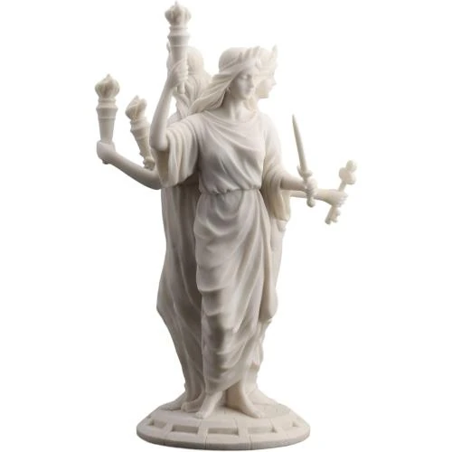 Détail de Statue Hecate Triple Déesse Blanc, Unicorn Darts