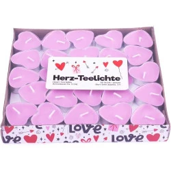 Bougies chauffe-plat Love, 50 pièces, rose, Pajoma en situation