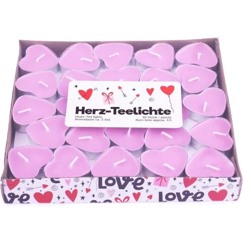 Détail de Bougies chauffe-plat Love, 50 pièces, rose, Pajoma