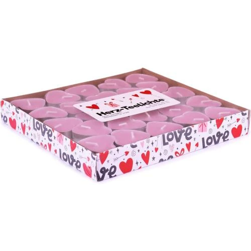 Zoom sur Bougies chauffe-plat Love, 50 pièces, rose, Pajoma