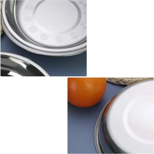 Zoom sur Ensemble 4 assiettes rondes acier inoxydable Zerdyne