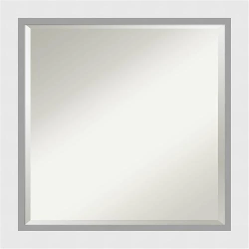 Miroir mural bois biseauté, cadre blanc élégant - Vue principale