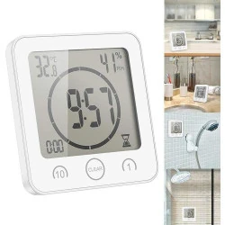 OurLeeme Horloge Douche Étanche, Tactile, Minuterie Blanc