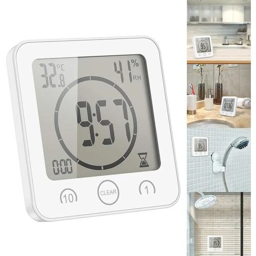 OurLeeme Horloge Douche Étanche, Tactile, Minuterie Blanc - Vue principale