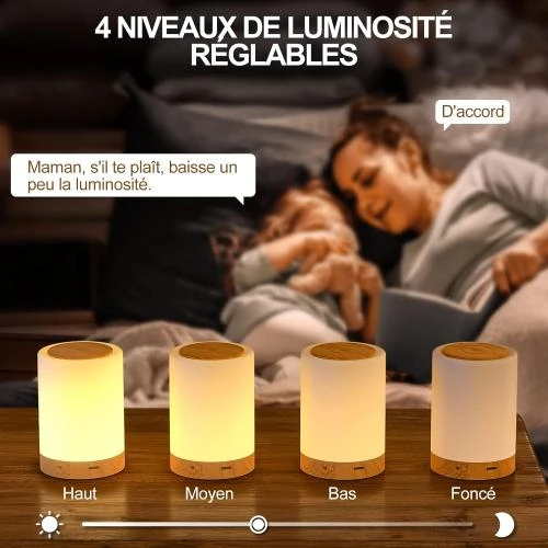 Zoom sur Lampe Chevet Tactile LED ZOVHYYA, 11 Couleurs Rechargeable