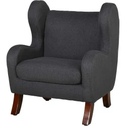 Fauteuil Enfant Oreilles Confort Mousse Bois Hêtre Lin Gris