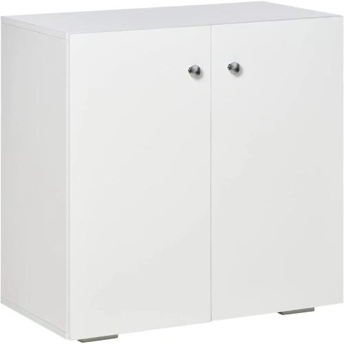 HOMCOM Meuble de Rangement Moderne Blanc, 2 Portes, 2 Étagères - Vue principale