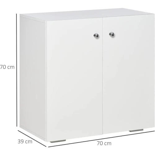 Zoom sur HOMCOM Meuble de Rangement Moderne Blanc, 2 Portes, 2 Étagères