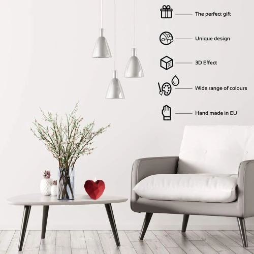 Zoom sur Bougie Cœur Poly Rouge Candellana, Design Élégant