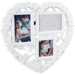 Cadre mural cœur mariage, 3 photos, blanc, DIY