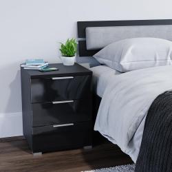 Table de Chevet Florenz Noir Brillant, Set de 2 en situation