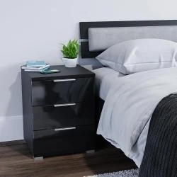 Table de Chevet Florenz Noir Brillant, Set de 2 en situation