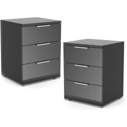 Table de Chevet Florenz Noir Brillant, Set de 2