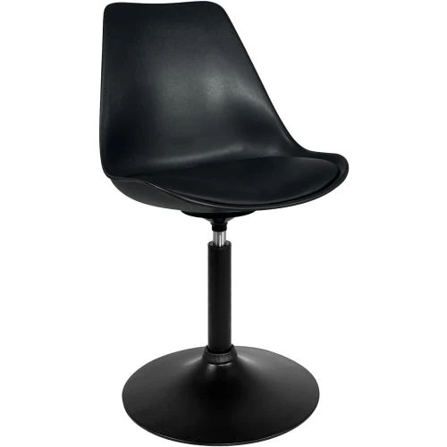 Zoom sur KAYELLES Chaises Pivotantes Vintage, Noir, Plastique, Simili Cuir