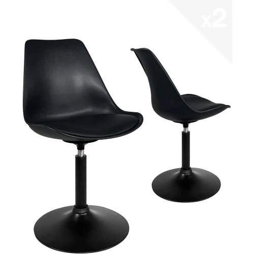 KAYELLES Chaises Pivotantes Vintage, Noir, Plastique, Simili Cuir - Vue principale