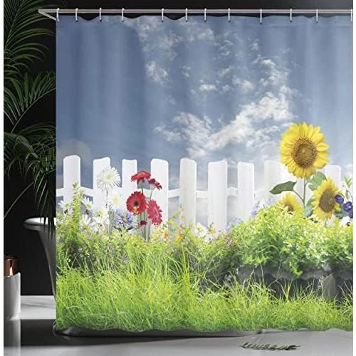 Zoom sur Rideau de Douche Ethnique ABAKUHAUS avec Crochets pour Salle de Bain