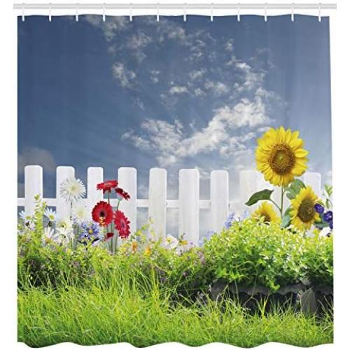 Présentation de Rideau de Douche Ethnique ABAKUHAUS avec Crochets pour Salle de Bain en situation